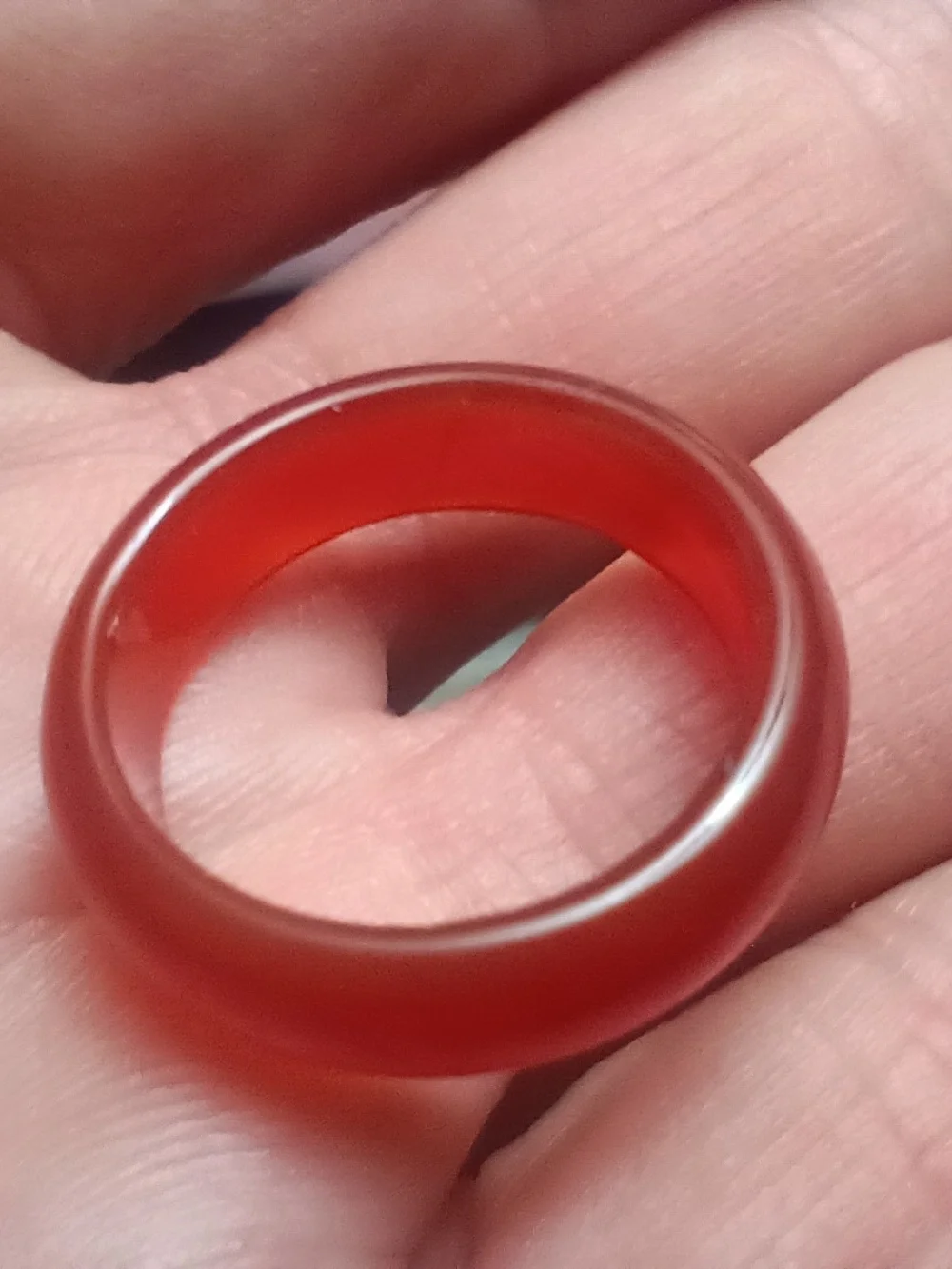 Red Agate-Look Smooth Dome Ring
